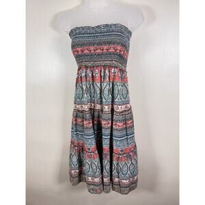 VTG Mudd Womens Smocked Milkmaid Dress Size M Paisley Peasant Cottagecore Boho